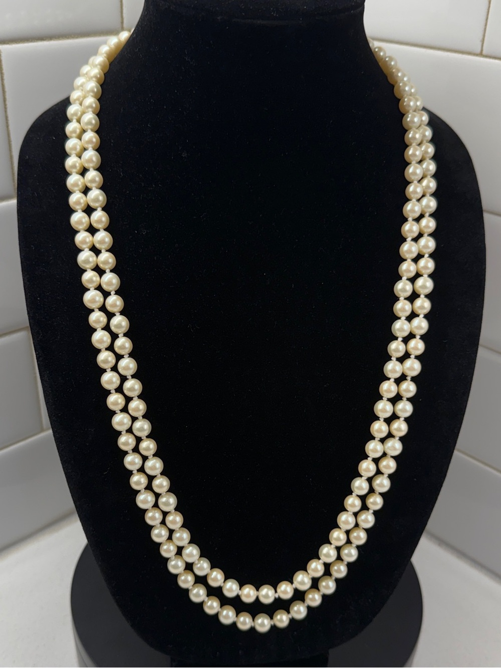 Monet Double Strand Pearl Necklace - Cream Pearls